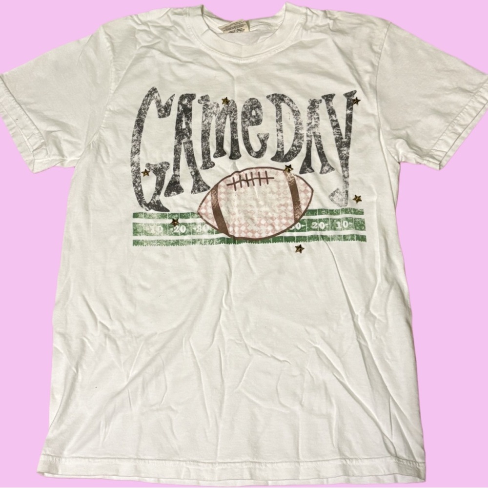 Olga White Game Day T-Shirt with Football Design